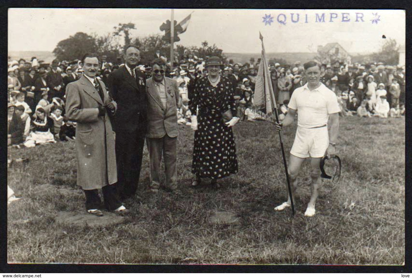 QUIMPER: Plan TOP Sur Les Notables Et Sur Le Champion. RARE Carte Photo. - Quimper