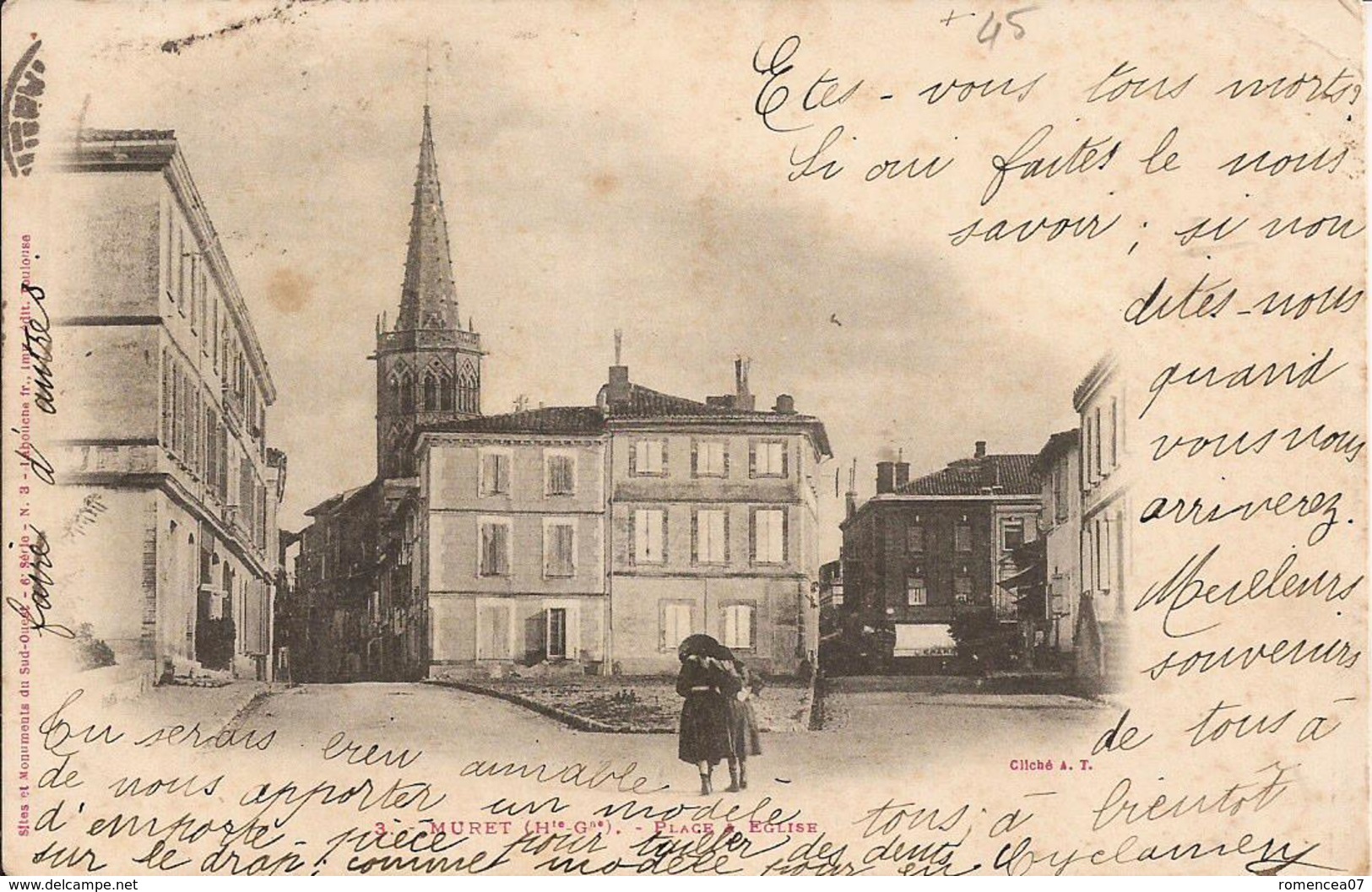 MURET (Haute-Garonne) - PLACE Et EGLISE - Animée - Carte "précurseur" - Voyagée - Muret