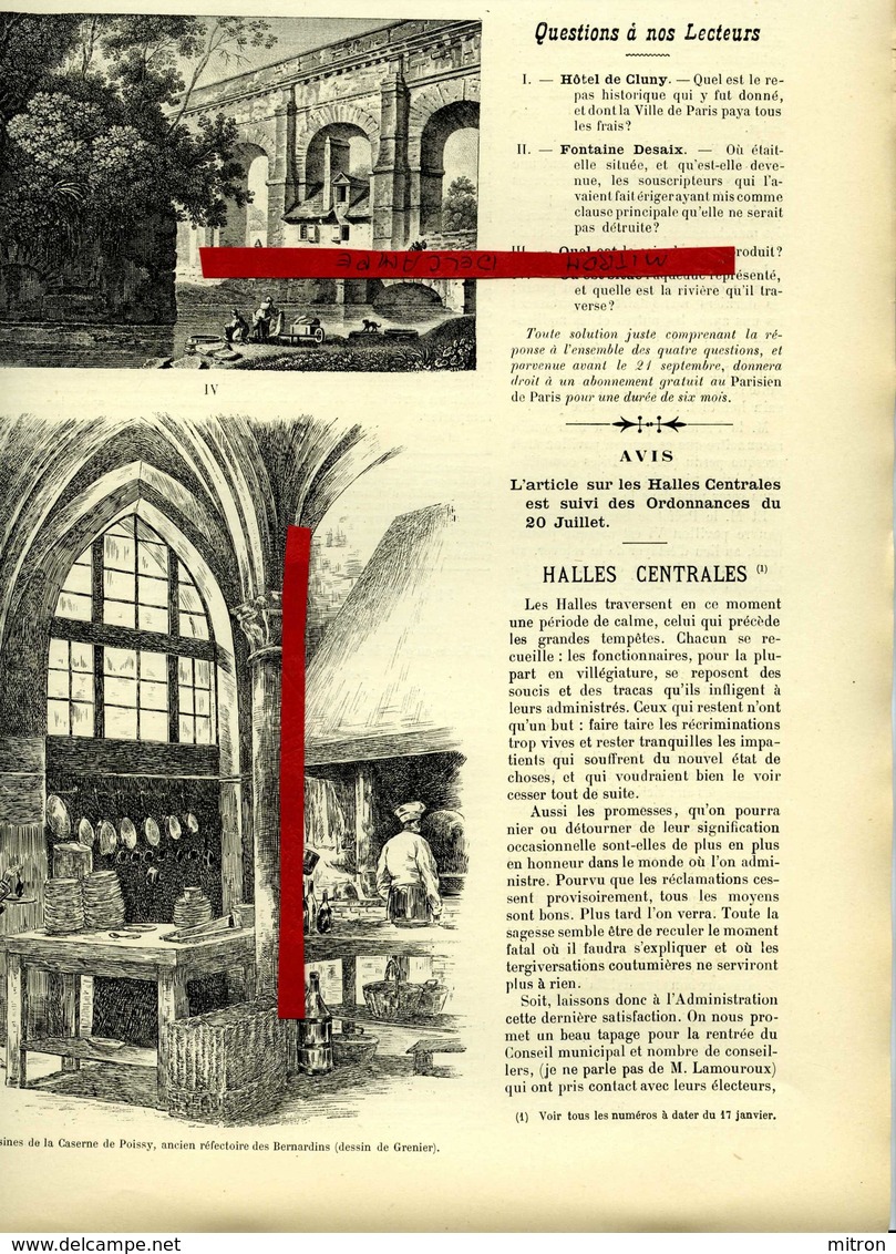 La Parisien De Paris Journal Hebdomadaire Illustré No 36 Du 12 Septembre 1897- La Caserne Pontoise Des Pompiers - 1850 - 1899