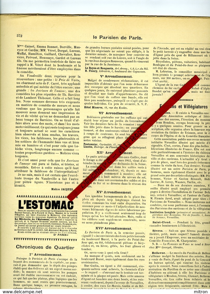 La Parisien De Paris Journal Hebdomadaire Illustré No 36 Du 12 Septembre 1897- La Caserne Pontoise Des Pompiers - 1850 - 1899