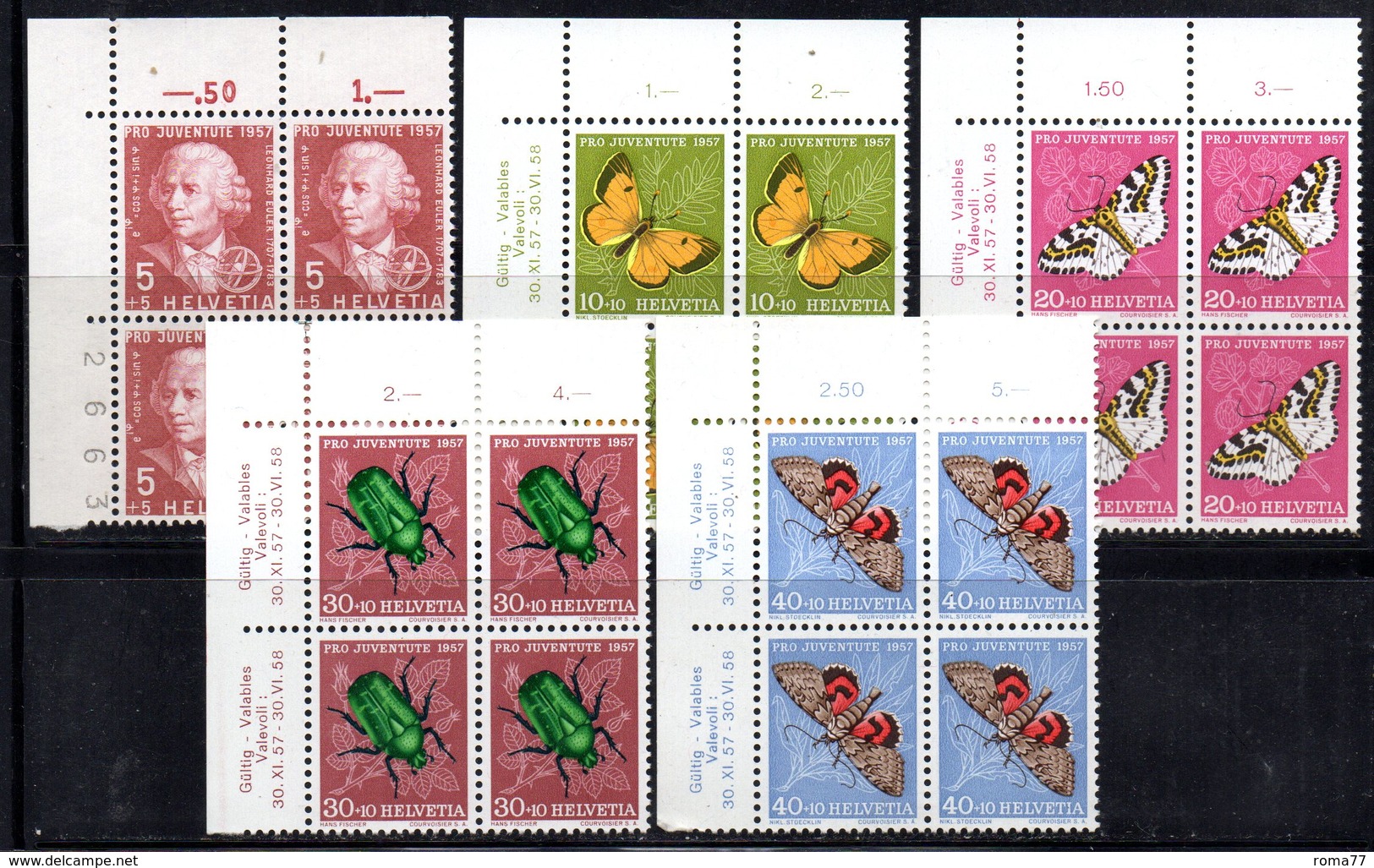 198/1500 - SVIZZERA 1957 , Pro Juventute N. 597/601   : Quartina Integra  *** MNH - Ungebraucht