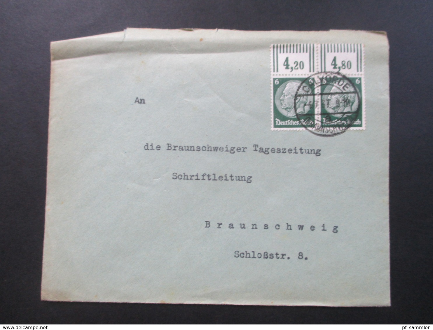 3.Reich 1937 Hindeburg Nr. 516 Waagerechtes Paar Oberrand Walze Gestempel Calvörde - Briefe U. Dokumente