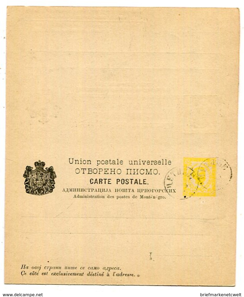 Montenegro / 1892 / Postkarte Mit Antwortteil Mi. P 10 O (17345) - Montenegro