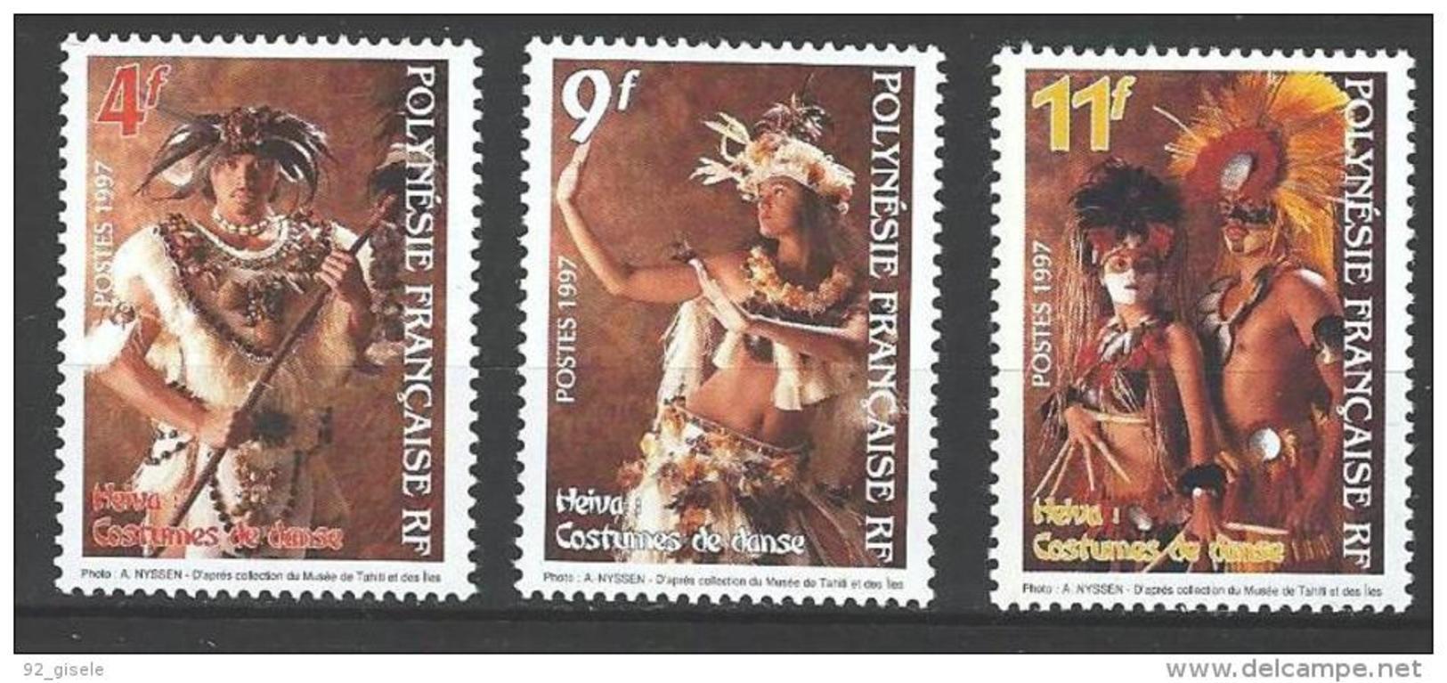 Polynésie YT 533 à 535 " Costumes De Danse " 1997 Neuf** - Unused Stamps