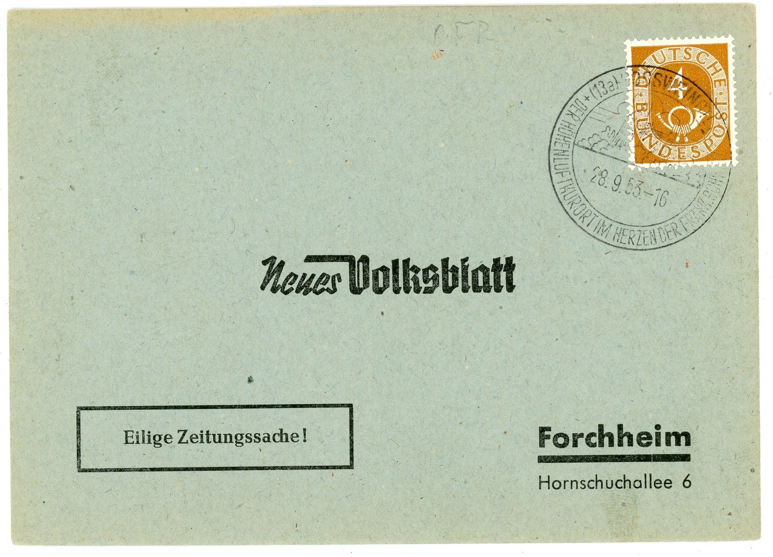 "DINKELSBÜHL" Sonderstempel 1954 Orts Drucksache Der AOK Mit Antwortteil - Briefe U. Dokumente