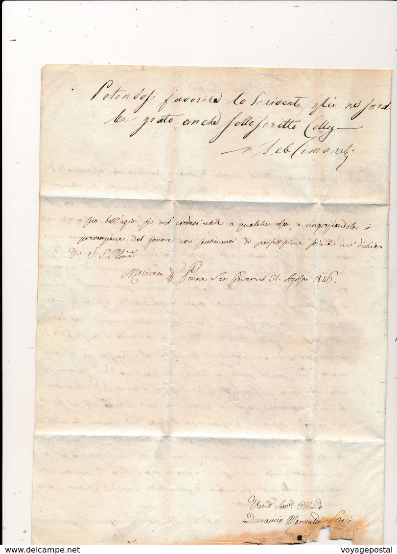 Lettre Macerata Officio Del Sarnano Taxe 6 1846 - Etats Pontificaux