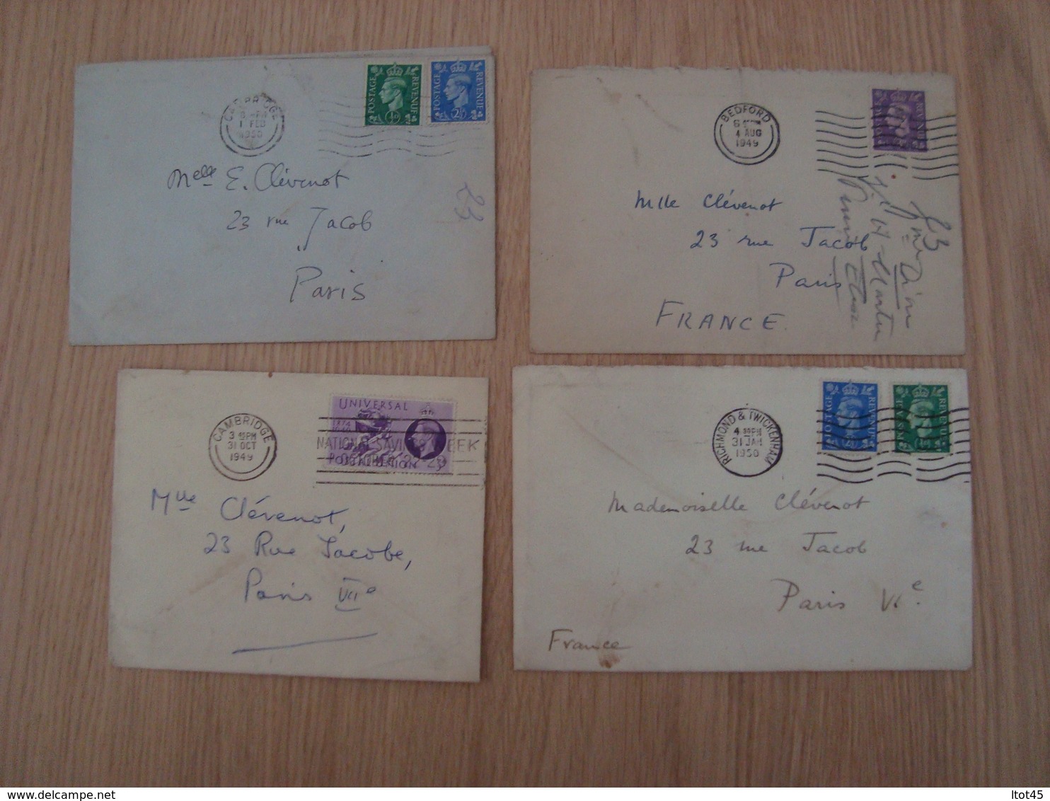 LOT DE 4 ENVELOPPES 1950 1949 - Lettres & Documents