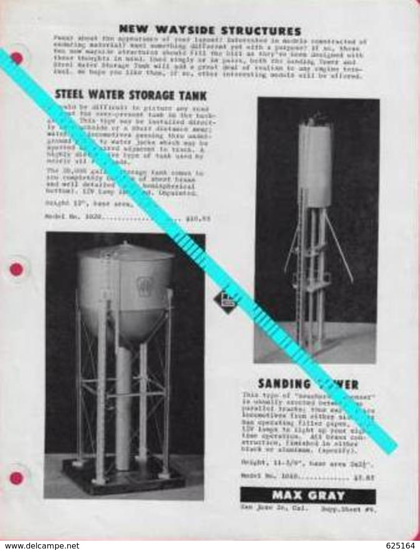 Catalogue MAX GRAY 1959 Feb Supplement Sheet No 9 Sanding Tower Water Thank - Customer Service Bulletin - Englisch