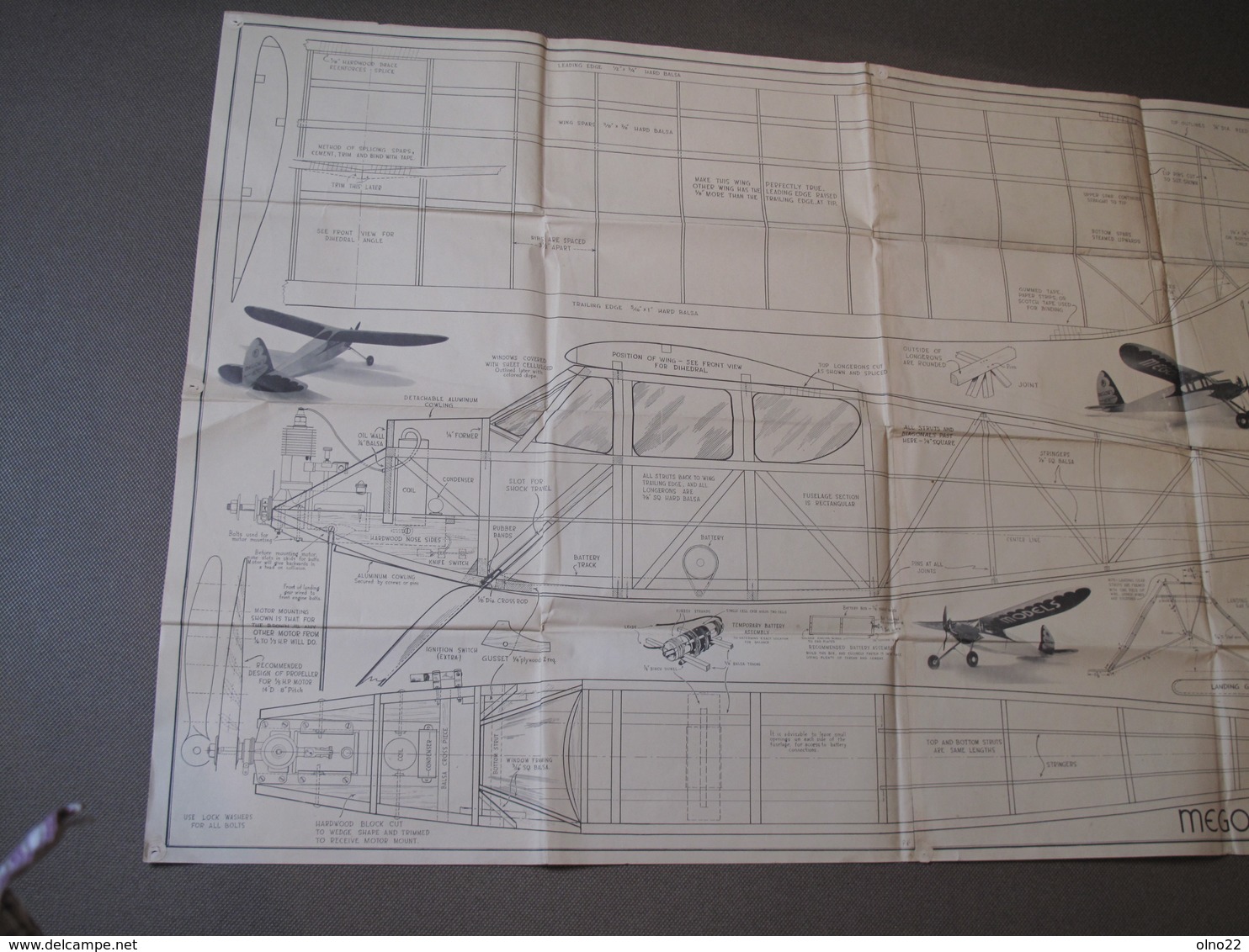 PLAN AVION - MEGOW'S GAS MODEL - QUAKER FLASH - SIGNE PAUL KARNOW - 25/3/1936 Plan Avec Photos - Other Plans