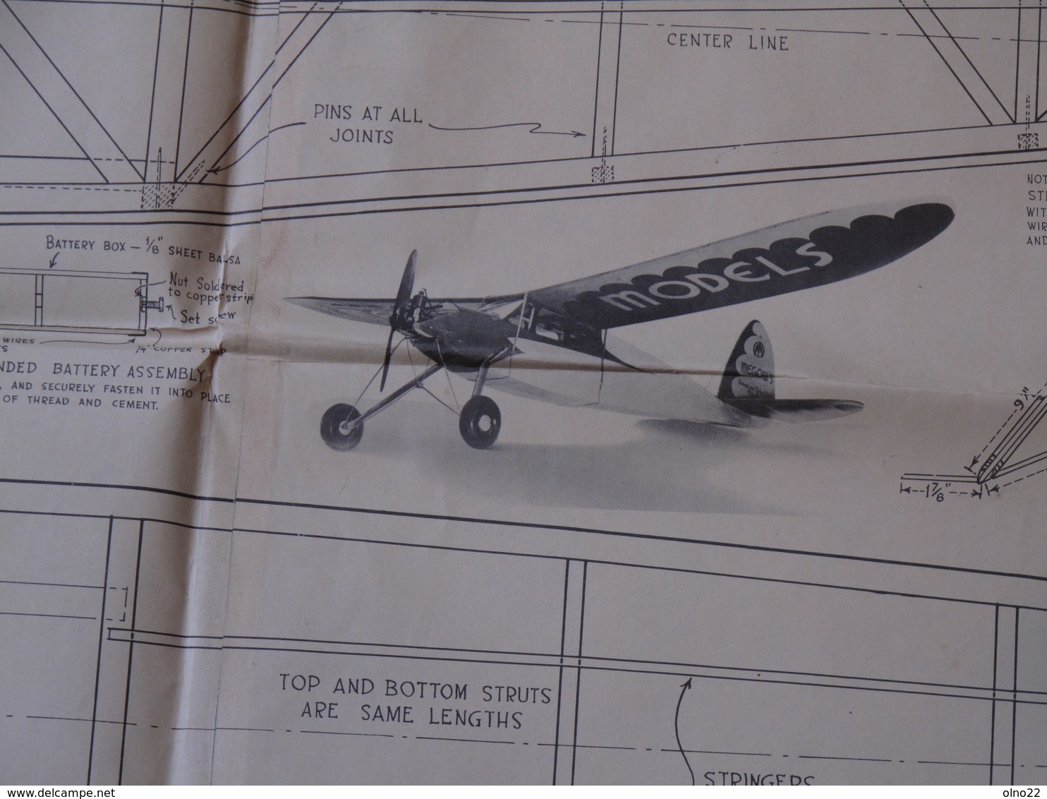 PLAN AVION - MEGOW'S GAS MODEL - QUAKER FLASH - SIGNE PAUL KARNOW - 25/3/1936 plan avec photos