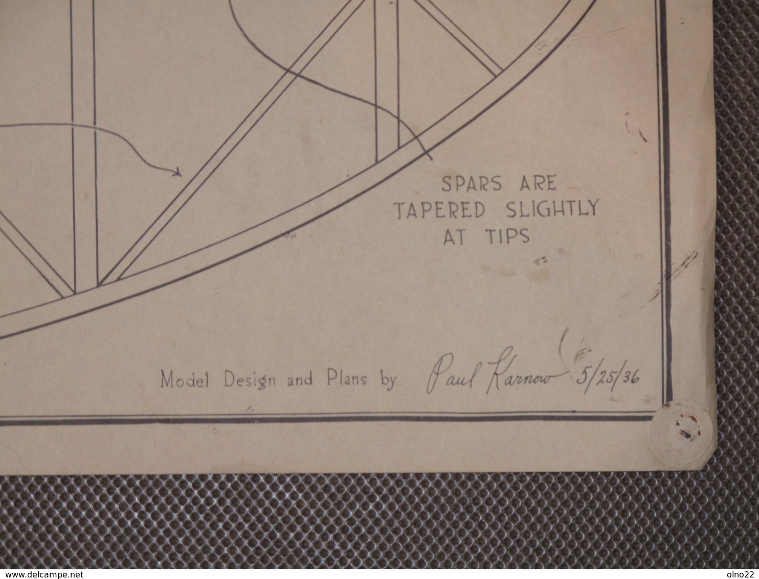 PLAN AVION - MEGOW'S GAS MODEL - QUAKER FLASH - SIGNE PAUL KARNOW - 25/3/1936 plan avec photos