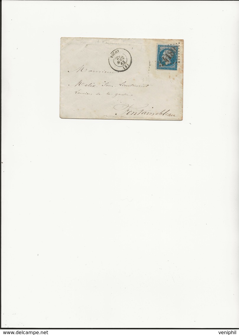 ENVELOPPE AFFRANCHIE N° 22 - AVEC VARIETE ECRITURE SUR LE BAS EN PARTIE EFFACEE- TB CAD VICHY 1863 - 1849-1876: Classic Period