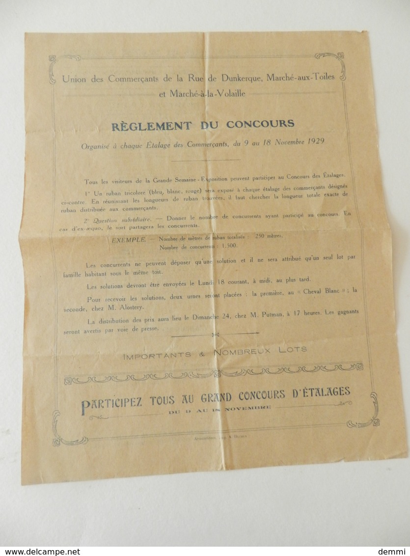 Ville D'Armentières - Dépliant Pour Le Grand Concours Des étalages En 1929 - Nombreuses Publicités - 2 Documents - Publicités