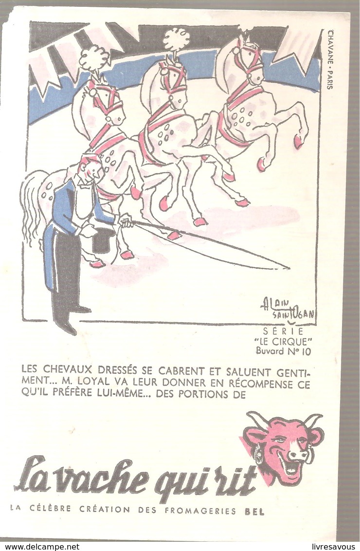 Buvard La Vache Qui Rit Série Le Cirque Les Cheveaux Dressés Buvard N°10 Illustré Par Saintogan - Produits Laitiers