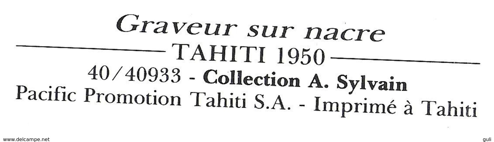 PHOTO Collection  A.SYLVAIN 409333- GRAVEUR SUR NACRE Tahiti 1950- Polynésie -GRAND FORMAT 50 X 40 Cms (coquillage Shell - Autres & Non Classés