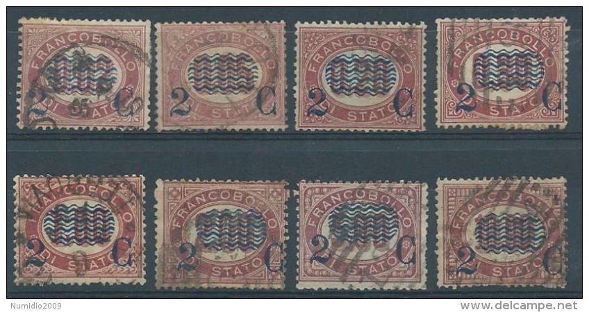 1878 REGNO USATO SOPRASTAMPATI 8 VALORI - RR4824 - Usati