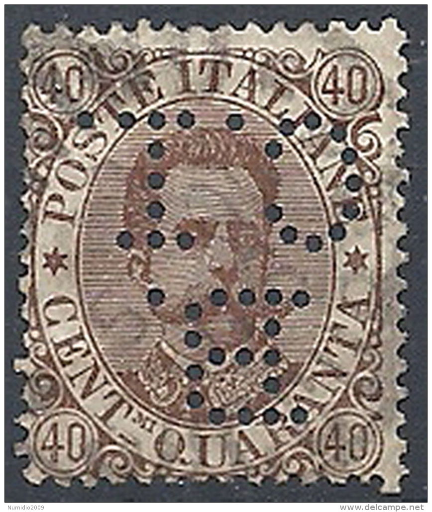 1889 REGNO USATO UMBERTO I 40 CENT PERFIN - RR12092 - Afgestempeld