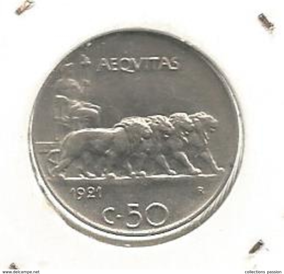Monnaie, ITALIE , 50 Centesimi , 1921 B , Aequitas , Vitt. Em. III . RE . D'Italia, Argent - 1900-1946 : Victor Emmanuel III & Umberto II