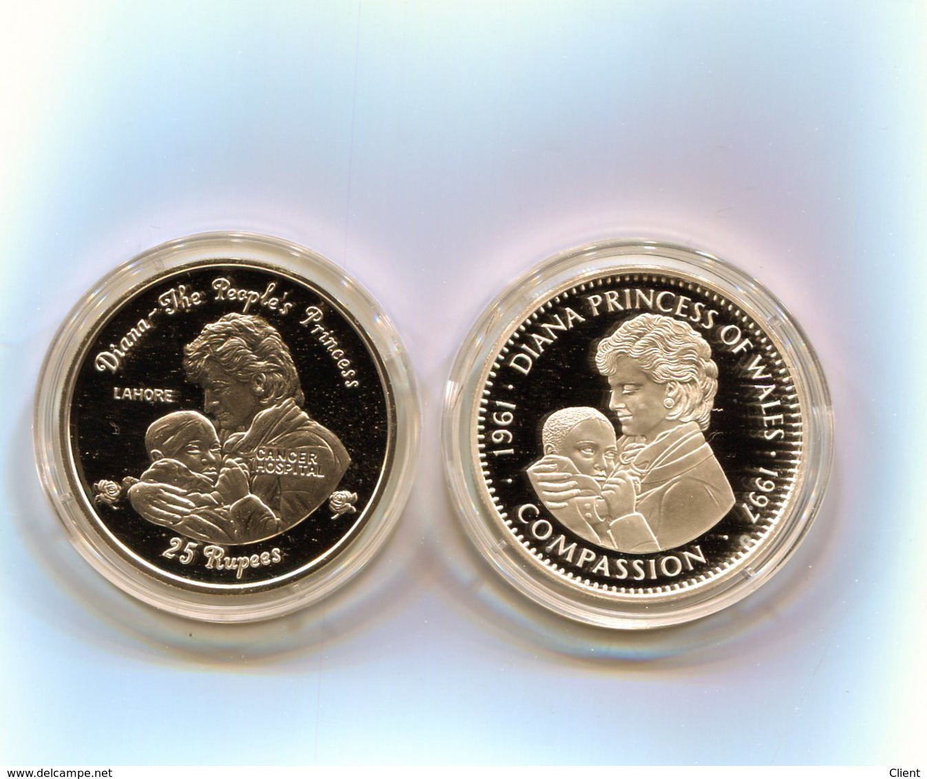 Diana Princess 2 Fois 20 DOLLARS ARGENT Republic Of Liberia / 25 Rupess Republic Of Seychelles - Liberia