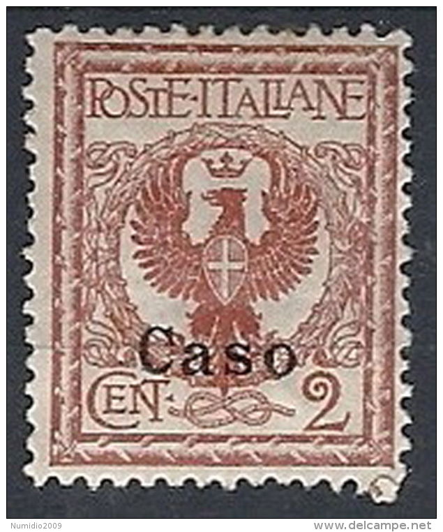 1912 EGEO CASO AQUILA 2 CENT MH * - RR12391 - Egée (Caso)