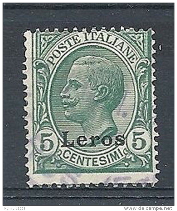 1912 EGEO LERO USATO 5 CENT - RR7829-4 - Egée (Lero)
