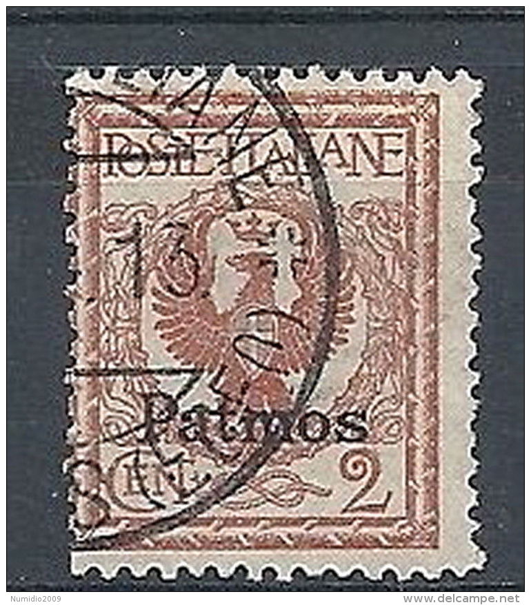 1912 EGEO PATMO USATO 2 CENT - RR7833-3 - Egée (Patmo)