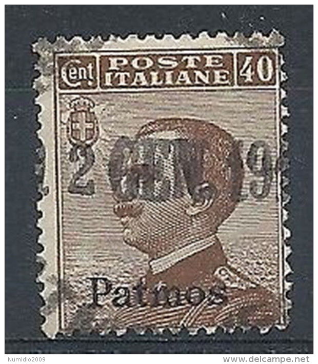 1912 EGEO PATMO USATO 40 CENT - RR7834 - Egée (Patmo)
