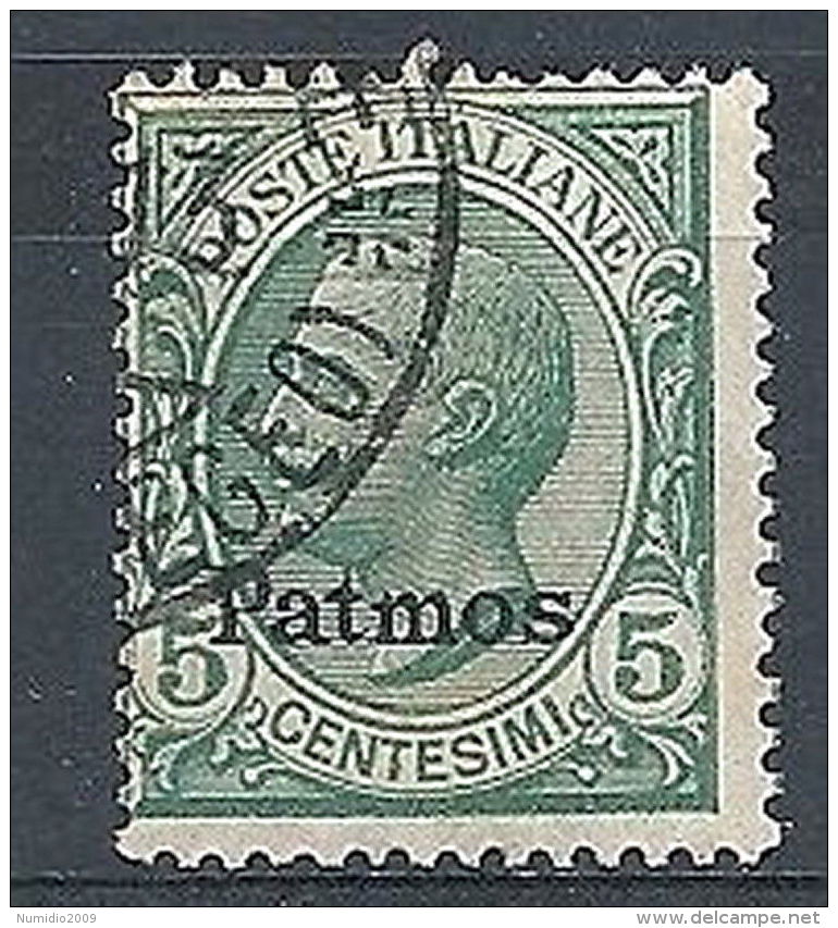 1912 EGEO PATMO USATO 5 CENT - RR7833 - Egée (Patmo)