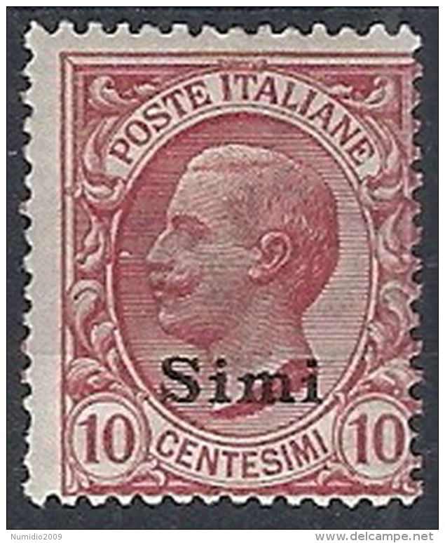 1912 EGEO SIMI EFFIGIE 10 CENT MH * - RR12395 - Egée (Simi)