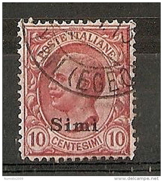 1912 EGEO SIMI USATO EFFIGIE 10 CENT - RR6427 - Ägäis (Simi)