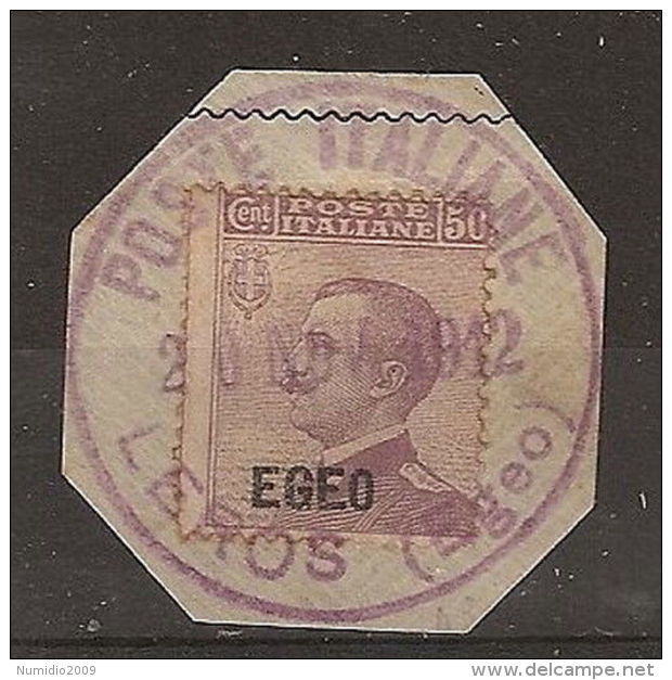 1912 EGEO USATO 50 C ANNULLO LERO - RR5826 - Egée (Lero)