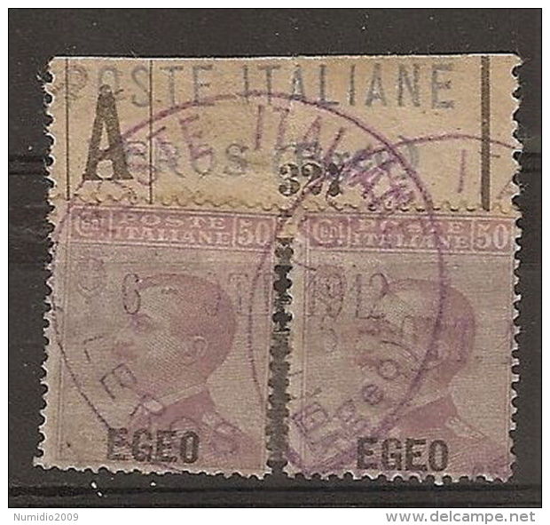 1912 EGEO USATO 50 C ANNULLO LERO - RR5826-3 - Egée (Lero)