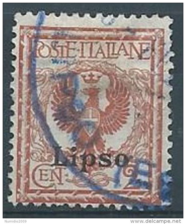 1912 LIPSO USATO AQUILA 2 CENT - RR4121 - Aegean (Lipso)