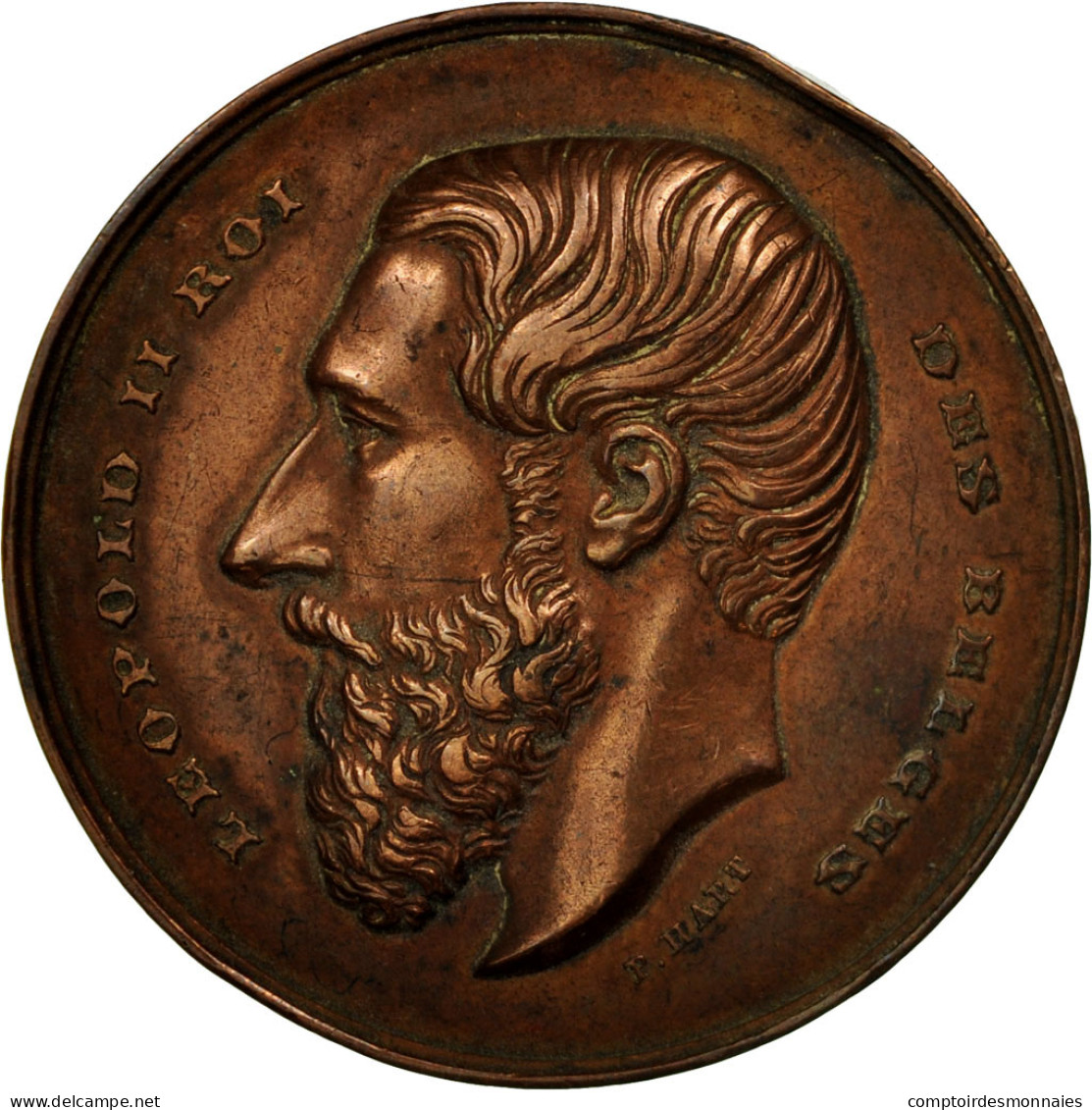 Belgique, Médaille, Leopold II, Compagnie D'Assurances Contre L'Incendie, 1868 - Autres & Non Classés