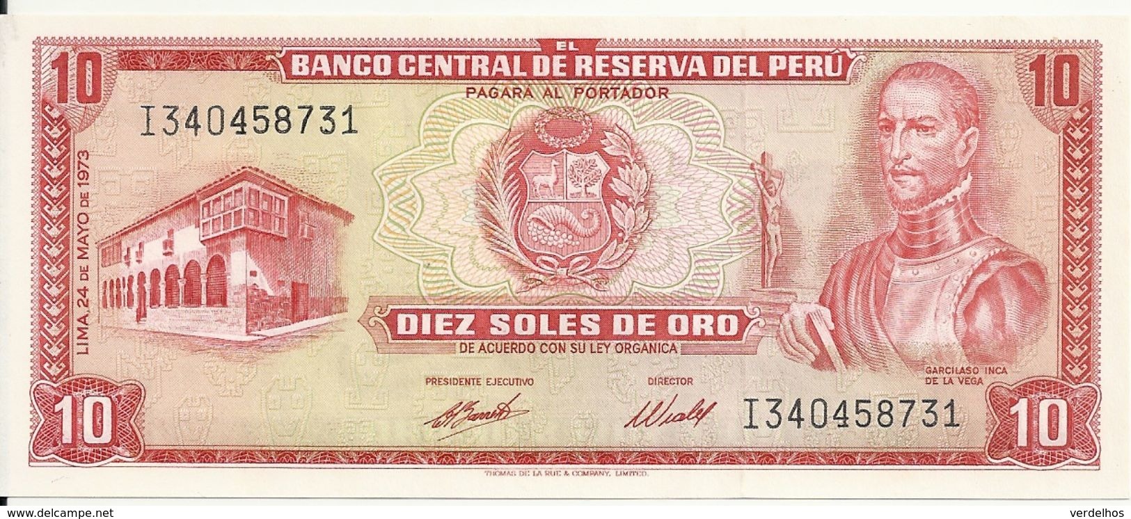 PEROU 10 SOLES DE ORO 1973 UNC P 100 C - Pérou