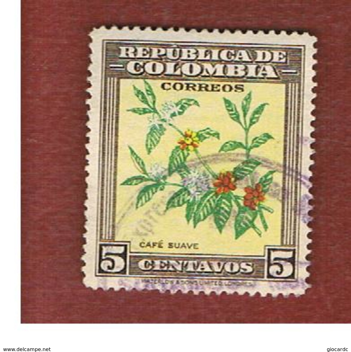 COLOMBIA  - SG 659  -   1947  PLANTS: COFFEE      -  USED ° - Colombia