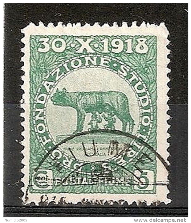 1919 FIUME USATO PLEBISCITO 5 CENT - RR7556 - Fiume