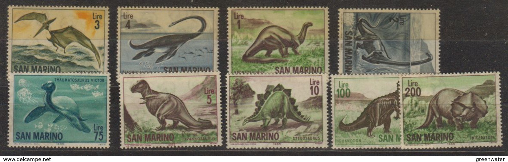 San Marino 1965 Dinosaurs 9v ** Mnh (gum Partly Brown) (40542) Promo - Ongebruikt