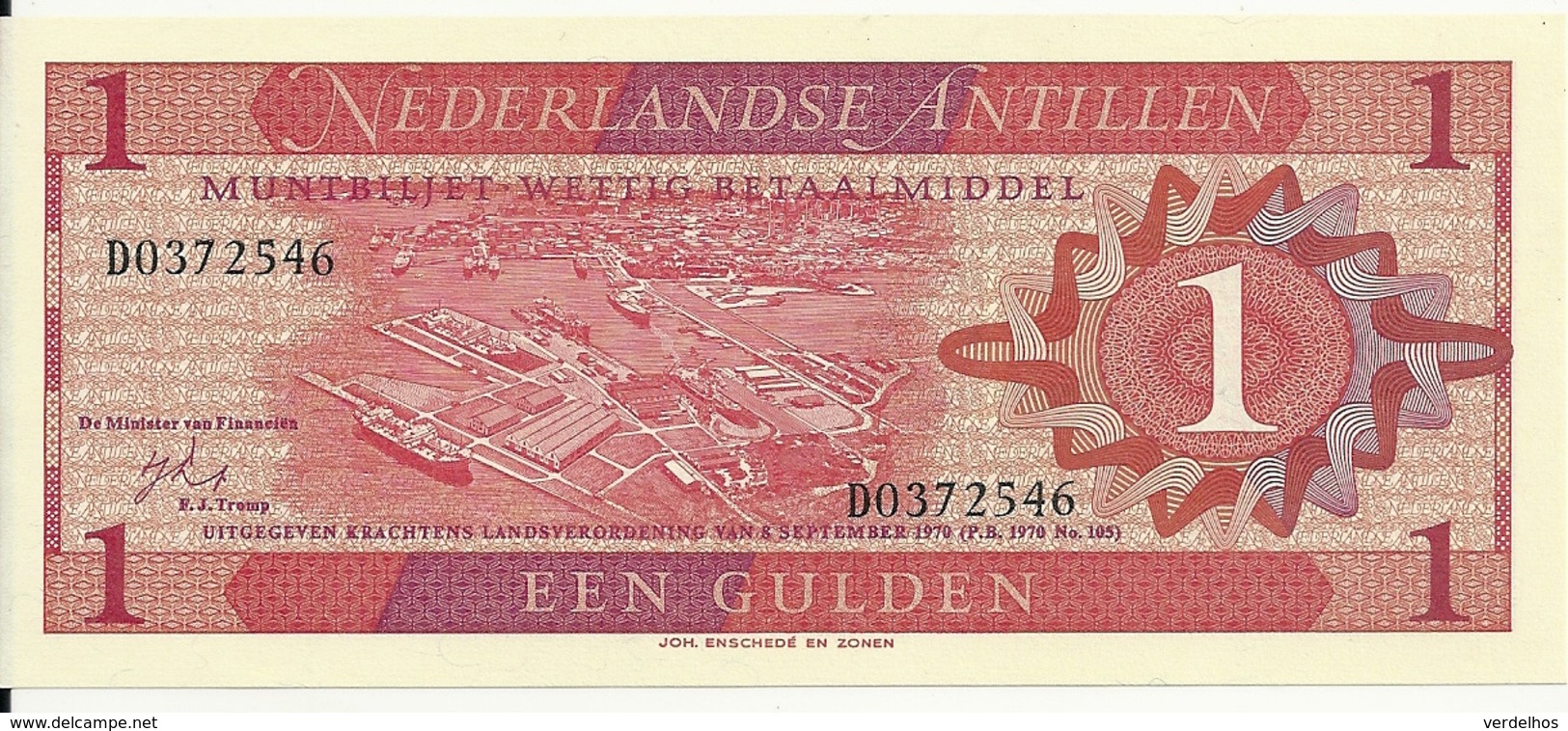 ANTILLES NEERLANDAISES 1 GULDEN 1970 UNC P 20 - Nederlandse Antillen (...-1986)