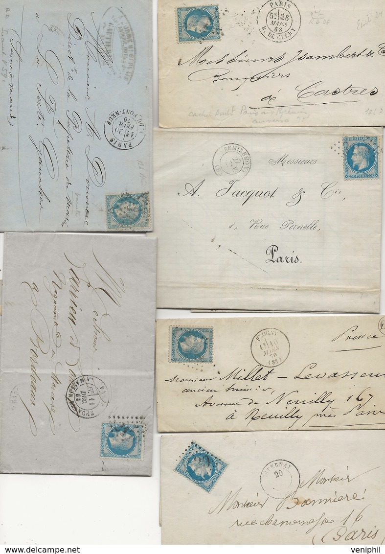 LOT DE 6 LETTRES AFFRANCHI N° 29 NAPOLEON LAURE -CAD DIVERS TB - 1849-1876: Période Classique