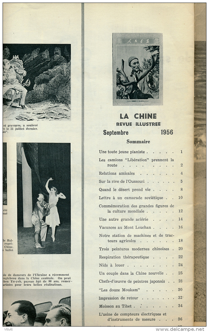 Revue LA CHINE (Septembre 1956), Mensuelle éditée et publiée par la Chine, 40 pages (26 cm sur 37 cm)