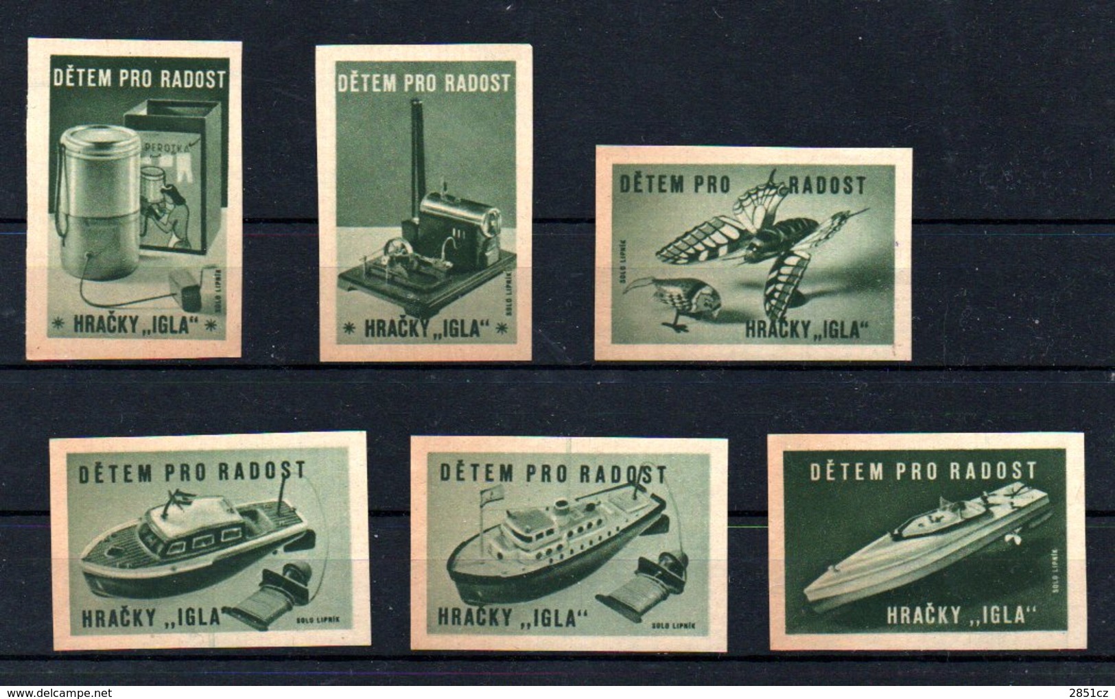 Czechoslovakia Matchbox Labels - Detem Pro Radost / Hracky 'Igla' -  Green - Boites D'allumettes - Etiquettes