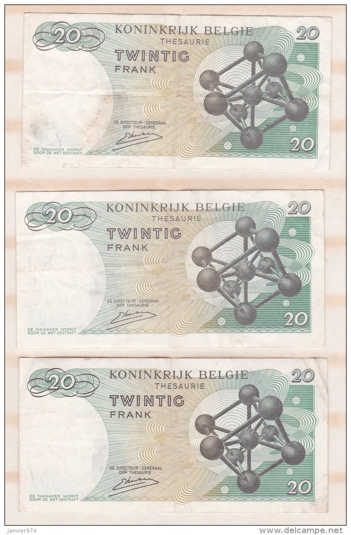 Belgique 3 Billets 20 Francs 15. 06 1964. - 20 Francs