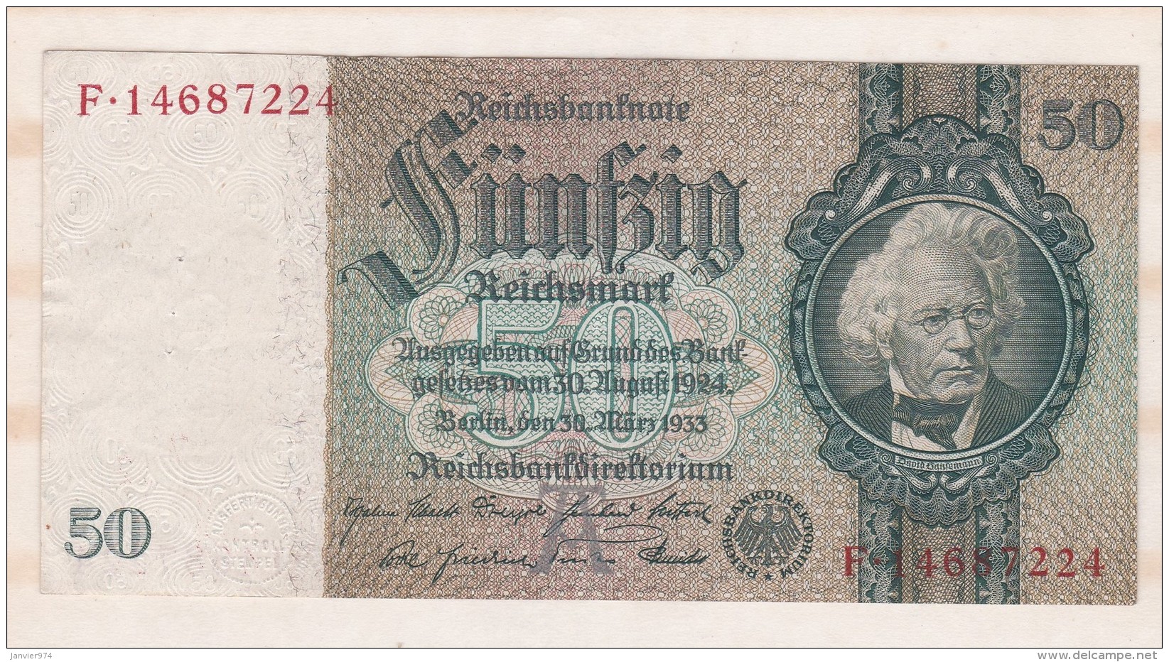 Allemagne . 50 Reichsmark 1933 - 50 Mark