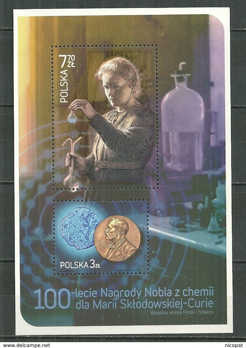 POLAND MNH ** Bloc 194 Marie Curie Prix Noble De Chimie Médaille Portrait - Unused Stamps