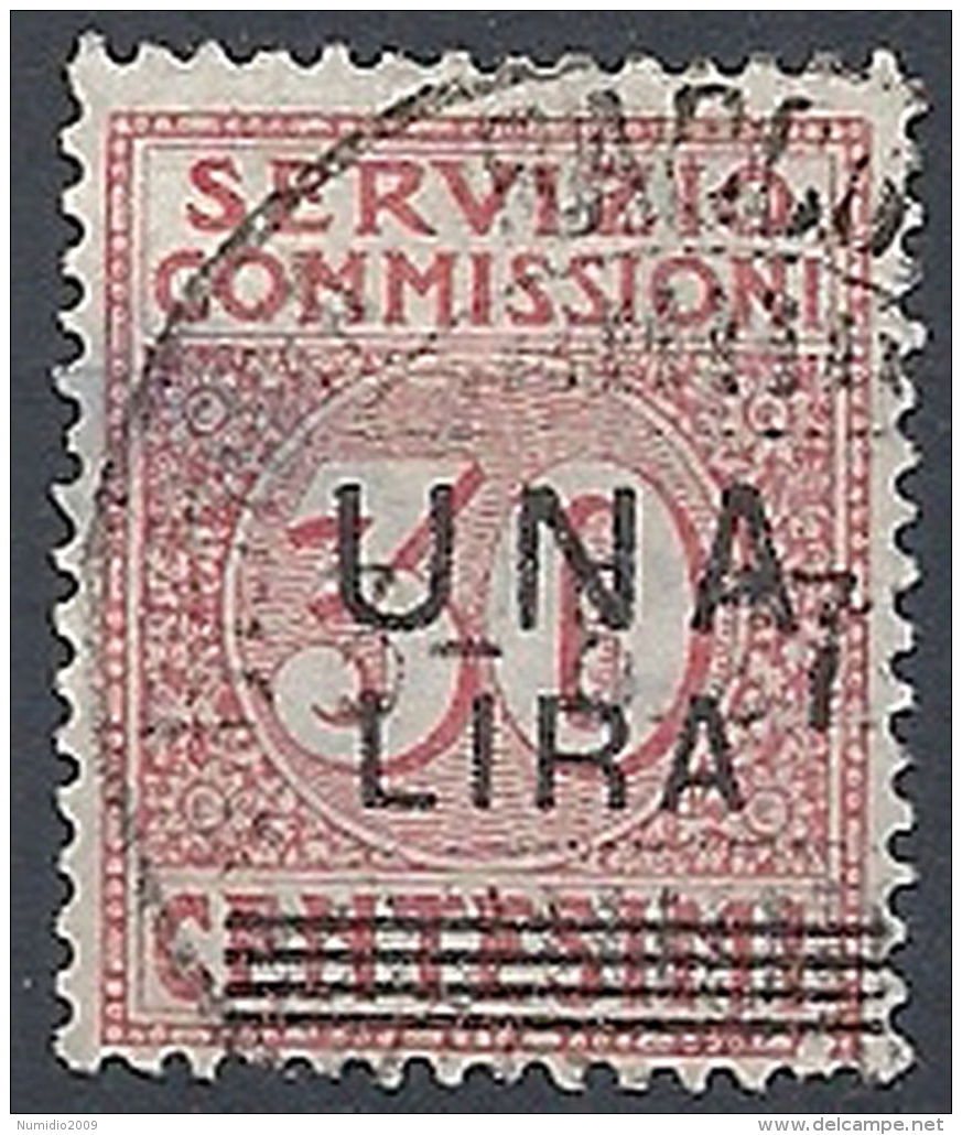 1925 REGNO USATO SERVIZIO COMMISSIONI 1 LIRA SU 30 CENT - RR12121 - Taxe Pour Mandats
