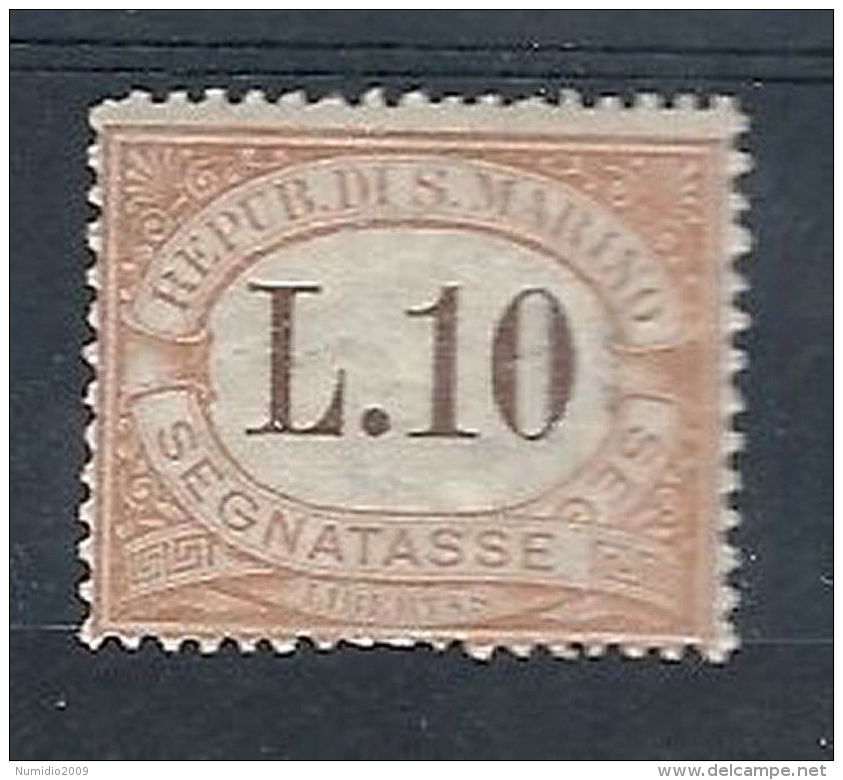 1925 SAN MARINO SEGNATASSE 10 LIRE MH * - RR7945 - Segnatasse