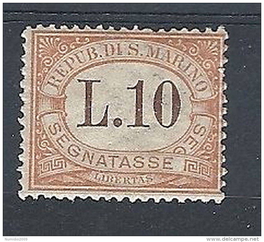 1925 SAN MARINO SEGNATASSE 10 LIRE MH * - RR7945-2 - Segnatasse