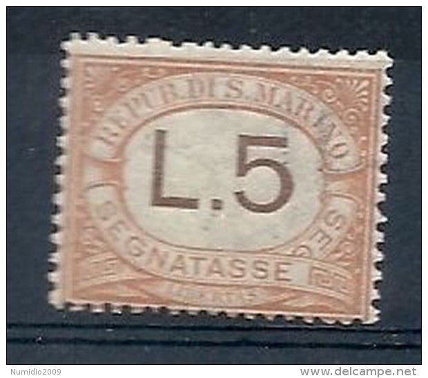 1925 SAN MARINO SEGNATASSE 5 LIRE MNH ** - RR7945 - Segnatasse