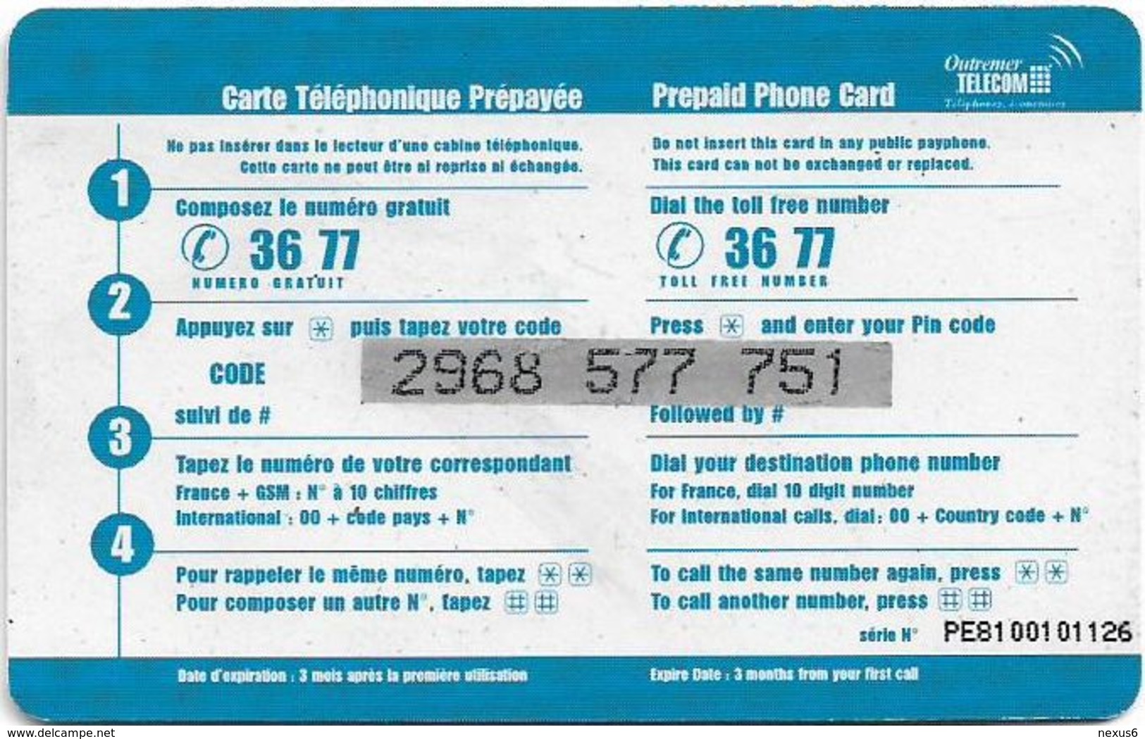 Antilles (French) - Outremer Telecom - Bernard - L' Ermite, 80₣, 1.000ex, Remote, Mem. Used - Antilles (Françaises)